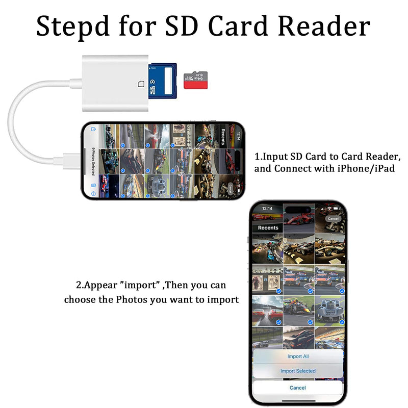 (Apple MFi Certified) Lightning to SD Card Camera Reader for iPhone,Trail Camera Viewer SD Memory Card Reader Adapter Compatible with iPhone 14/13/12/11/XS/XR/X/8/7/iPad,Plug and Play 1 Slot