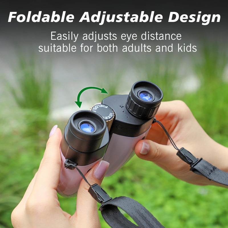 PUROO 10x25 Compact Binoculars for Adults – Lightweight Mini Opera Glasses for Concerts, Theater, Travel & Cruise, Bird Watching – Pink Small Binoculars for Women, Teens & Kids