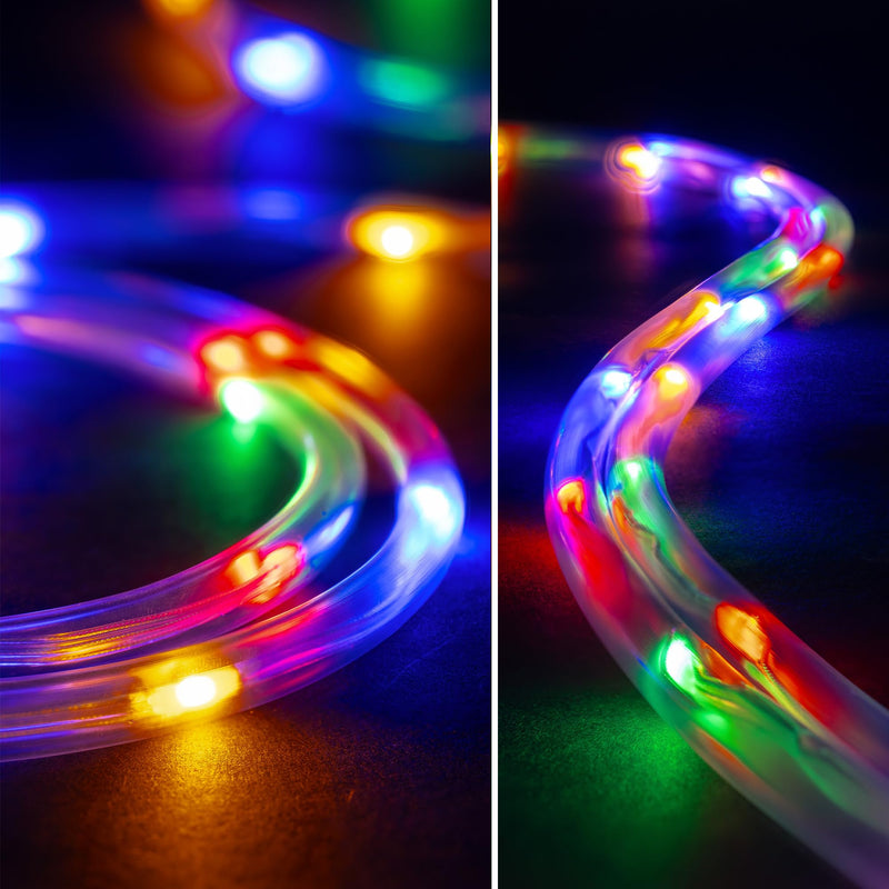 WYZworks 20ft Colorful LED Outside Rope Light - 8 Modes, Waterproof Permanent Outdoor Accent Lighting w/Remote, Flexible Clear Tube, ETL Certified, Exterior Christmas Patio Palm Tree Yard Ambient