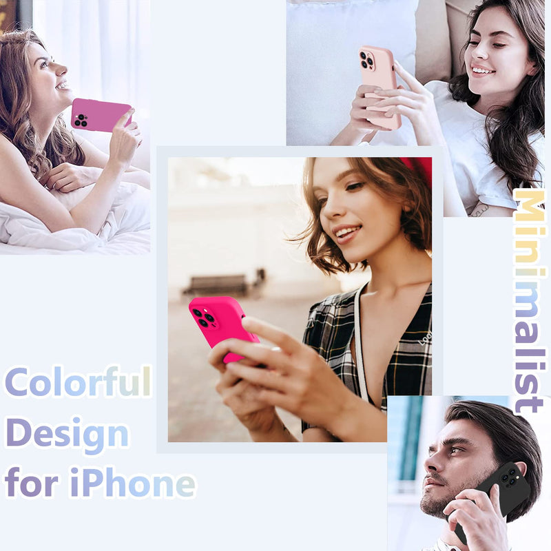 BossKiss Compatible with iPhone 14 Pro Max Case 6.7 inch, Premium Liquid Silicone Case [Velvety Touch] [2 Pcs 9H Tempered Glass Screen Protector], Camera All-Round Protection Case, Hot Pink iPhone 14 Pro Max 6.7inch