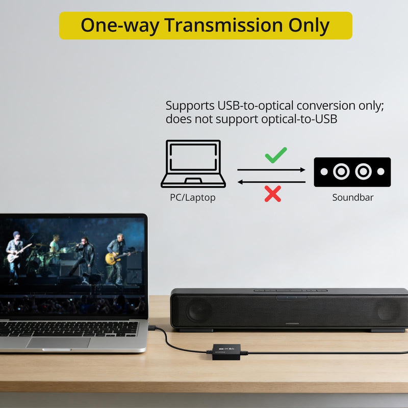 [AUSTRALIA] - PROZOR USB A to Toslink Optical Audio Adapter, 1M/3.3ft Cord, 96kHz SPDIF Digital Converter for Computer, PC, Mac, Laptop Only (Unidirectional, Not for TV or Game Consoles Like PS5/Xbox) 