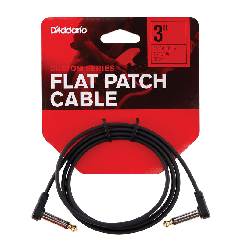 D'Addario Accessories Guitar Patch Cable - Pedalboard Cable - Custom Series - Geo Tip Plugs - 3 Ft - Right Angle Ends