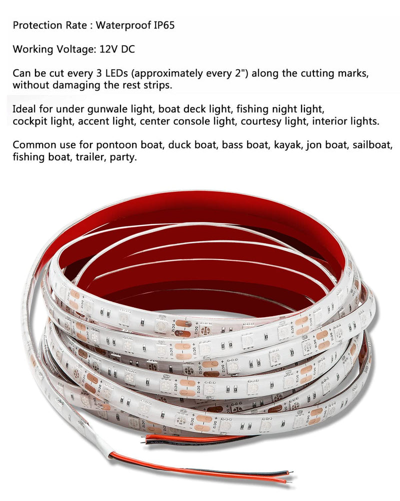 [AUSTRALIA] - Seaponer Marine Led Strip Lights, Pontoon Light Strip for Jon Bass Boat Sailboat Kayak, Marine Led Lights for Boats Deck Light Light Courtesy Interior Lights Fishing Night, 12v, 10m(32.8ft) (wihte) wihte 