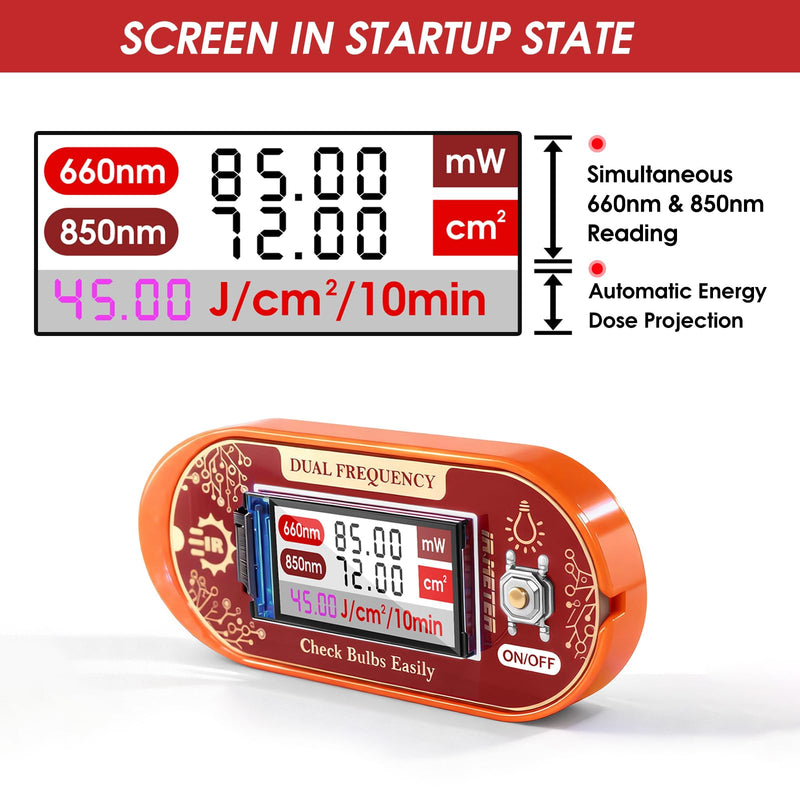 [AUSTRALIA] - Red Light Therapy Meter - 660nm & 850nm Detector with Real-Time Irradiance Reading, Energy Density Estimation, Compact Light Tester for Panels, Masks & Infrared Devices 