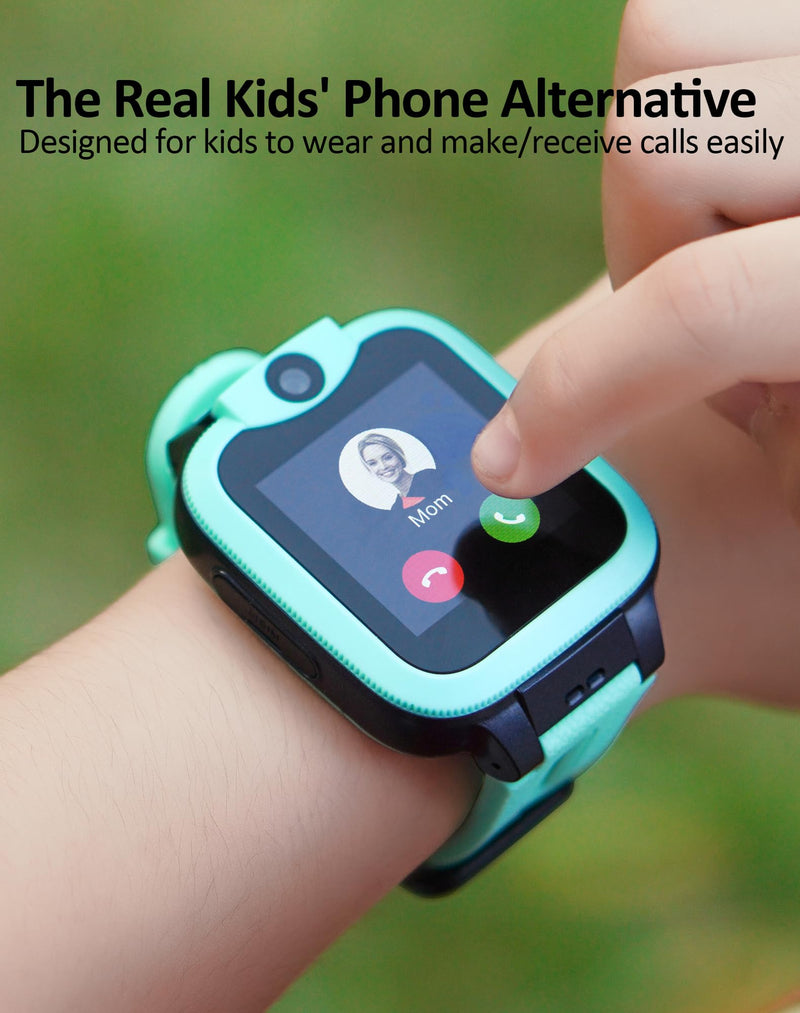Easyfone KW2 4G Kids Smart Watch Phone with GPS Tracker, Calls, Green | Smartwatch for Kids with Safe Calling, Chats, Activity, Parental Controls, SOS Button, Class Mode