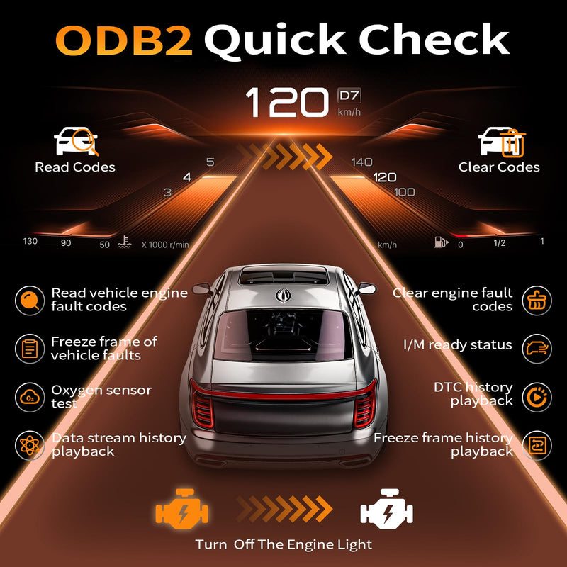 OBD2 Scanner and Battery Tester, Plug & Play Check Engine Light Code Reader, 12V Battery Analyzer for Car Motorcycle, Live Data, Smog Check, 2025 Upgraded Car Computer Reader(No Battery Needed) yellow