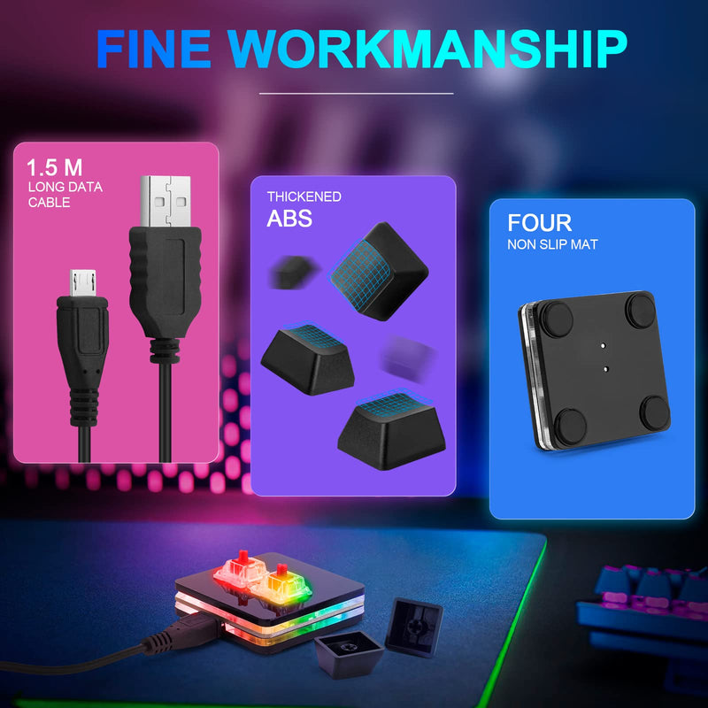 Ecarke Black 2-Key Gaming Keyboard USB Mini 2-Key Keyboard Mechanical Gaming PC Keyboards, Programming Macro with Software OSU HID Standard Keyboard(Upgrade Cherry Shaft & RGB LED)