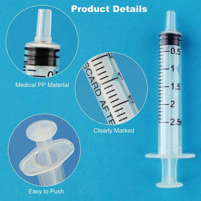 Syringes 2.5 ml, Pack of 20 Disposable Syringes Without Needle, Plastic Syringe with Sealing Cap, Colostrum Syringe, Dosing Syringe for Small Animal Feeding, Scientific Laboratories