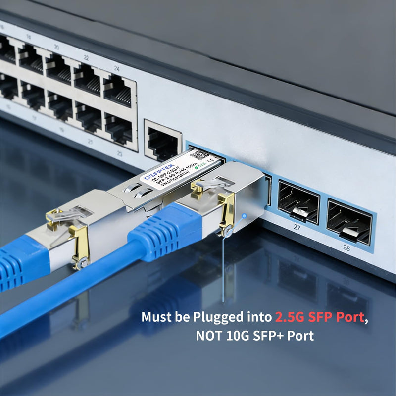 QSFPTEK 2.5Gbase-T Network Transceivers, 2.5G SFP to RJ45, 2.5gb Copper Module Mini Gbic Compatible Generic, 100m, Other Open Switches X 1 For Generic