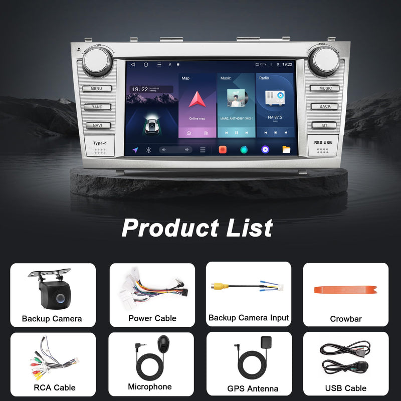 4Core & 32GB Android 15 OEM Car Radio for Toyota Camry 2007-2011 | Upgrade Wireless CarPlay & Android Auto with WiFi 6, Bluetooth 5.4, GPS, FM/RDS Radio, EQ, SWC, 1080P Backup Camera OEM-4Core-2GB RAM+32GB ROM