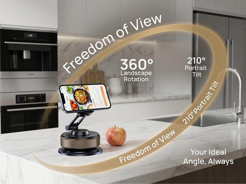 Phone Holder for car 360° Adjustable Vacuum Phone Holder | Phone stand Compatible with iPhone 16 Pro Max, 17, 15, 14, 13, and 12 Plus Various mobile phone models