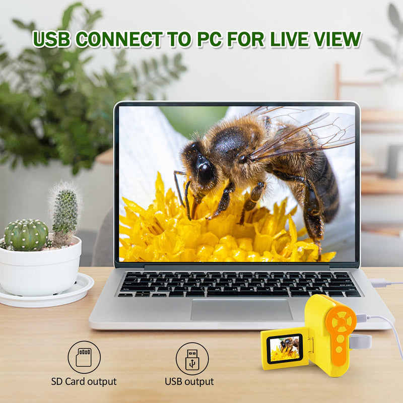 [AUSTRALIA] - 1000X Microscope for Kids 8-12, 4K HD Screen with 6 LED Lights, Portable Microscope for Outdoor STEM Learning, Rechargeable Science Kit, Birthday Easter Gifts for Kids Yellow 