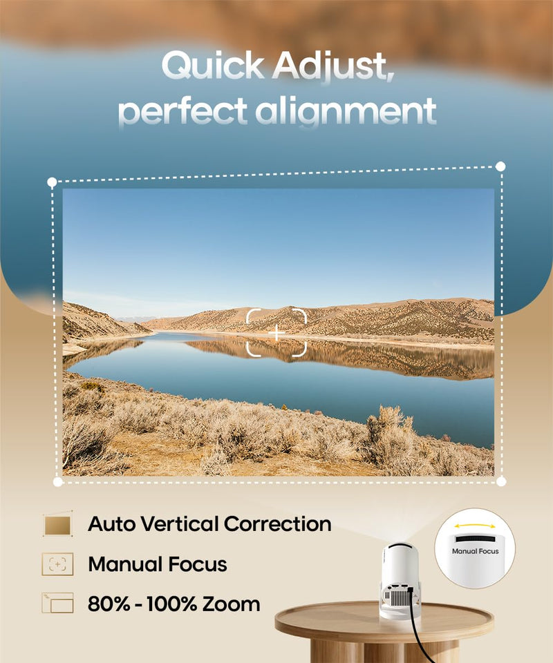 [AUSTRALIA] - Mini Projector with Wifi 6 and Bluetooth5.4, Portable Projector 4K Support, Android 14 Smart Proyector with 200ASIN & Auto Keystone, Alwtniet HY300Pro Small Proyector for Bedroom, Movie, Outdoor White 