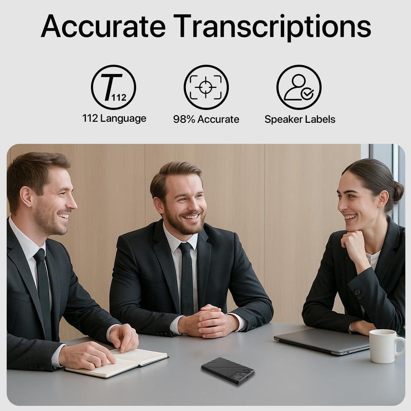 Ai Voice Recorder, Note Voice to Text Recorder W/Magnetic Case, App Control, Transcribe & Summarize with by Chatgpt, Support 112 Languages, 64GB Memory, Audio Recorder for Lectures, Meetings, Calls black