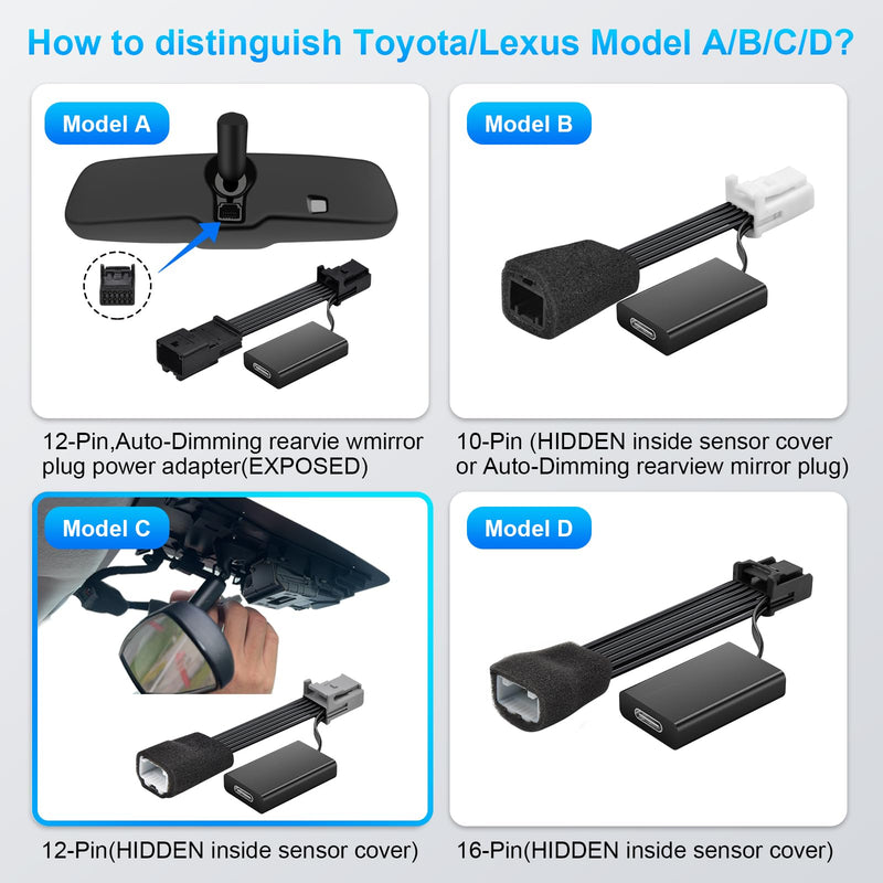 [AUSTRALIA] - Dashcam Power Adapter for Toyota/Lexus (12-Pin,Model C), –Lane Trace System Adapter, Compatible with RAV4 Highlander Tacoma 4Runner,Lexus NX RX & More. Fits Vehicles with TSS 2.5 Lane Assist Port 