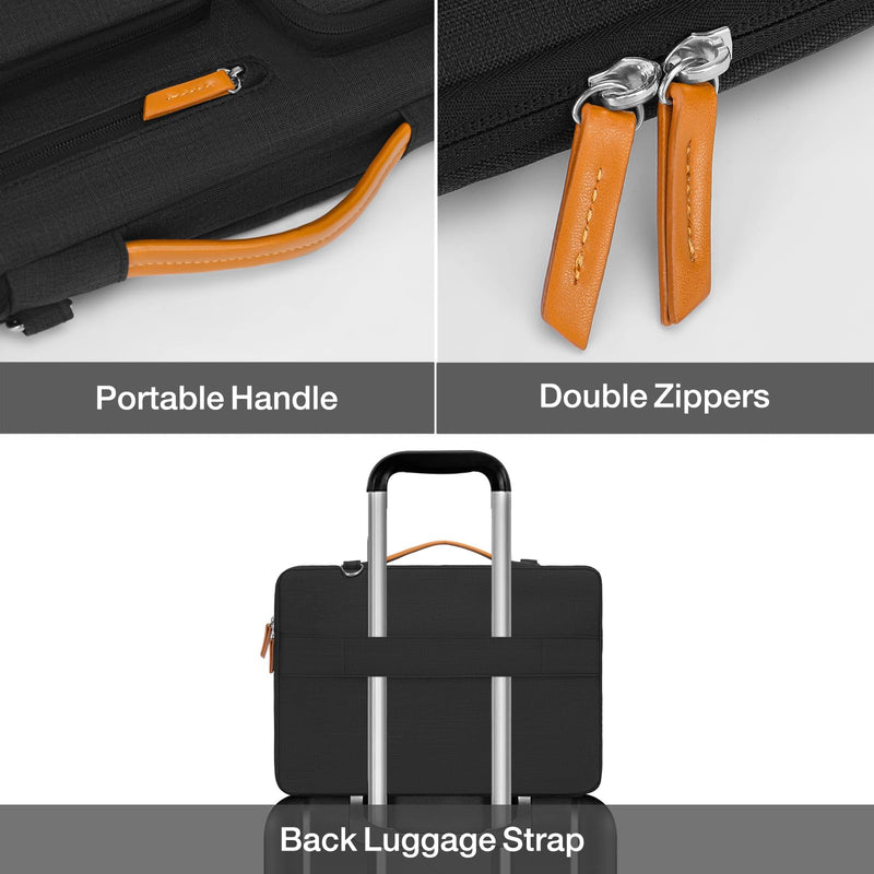 [AUSTRALIA] - MOSISO 360 Protective Laptop Shoulder Bag,15-15.6 inch Computer Bag Compatible with MacBook Pro 16, HP, Dell, Lenovo, Asus Notebook,Side Open Messenger Bag with 4 Zipper Pockets&Handle, Black 16 inch 
