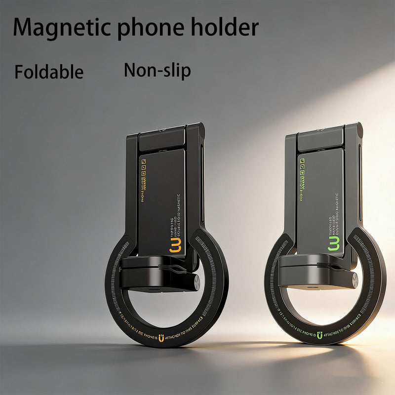 Magnetic Phone Tripod for Travel, Airplane Phone Holder with 360°Rotation, Immediate Attach Attractive Car Phone Stand Highlighting Hard Wearing Metal Base and Flexible Positioning for Guidance (Black Black