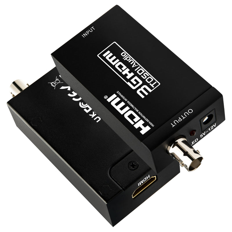Boobrie HDMI to SDI Converter 3G-SDI with Audio De-Embedding, 300ft Long Distance Transmission Support 1080P@60Hz for SDI Monitor, Video Camera, Live Broadcast