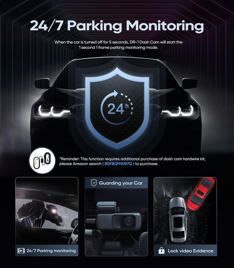 [AUSTRALIA] - Seventour Mini 2K Dash Cam Front for Cars, Dash Camera for Cars, Dashcam Built-in WiFi with APP Control, 170°Wide Angle, WDR, 24H ParkingMode, Night Vision, G-Sensor, Includes 32GB Card DR-1 