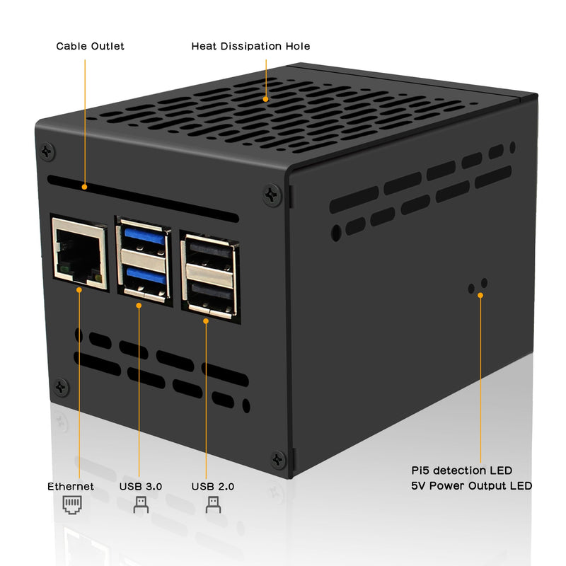 Geekworm X1200-C1 Metal Case for Raspberry Pi 5 and X1200 UPS | Compatible with Active Cooler & Top PCIe to M.2 NVMe SSD HAT
