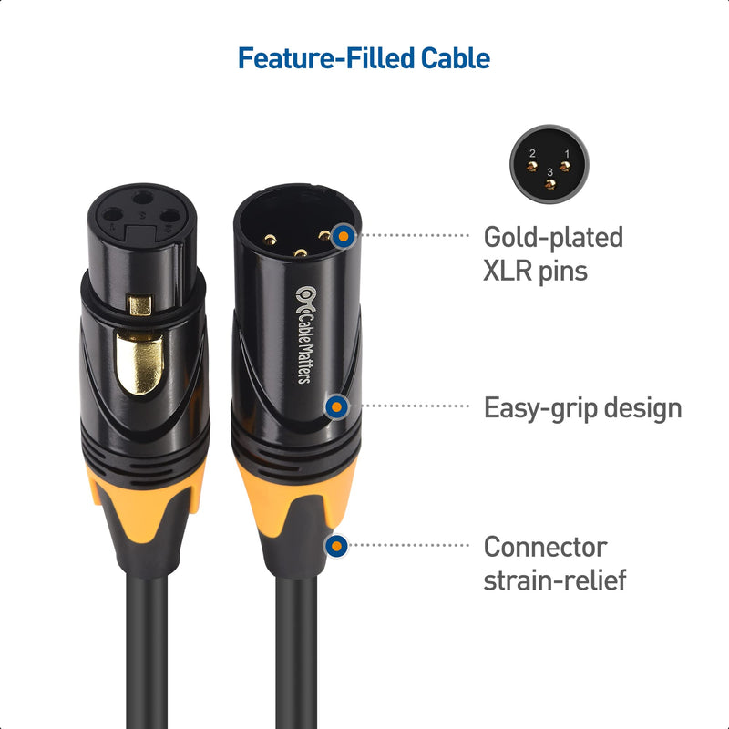 Cable Matters 3-Pack Color-Coded Premium Shielded XLR Cables - 6ft, Oxygen-Free Copper (OFC) XLR Microphone Cable Male to Female, Black 6 Feet