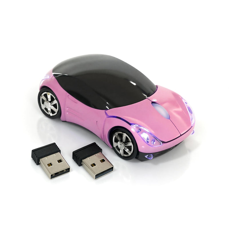 Cute Wireless Mouse 2.4G USB, Portable Mini Car Mouse with Receiver, 1600 DPI Adjustable Silent Click Optical Mice, Ergonomic Computer Mouse for Laptop, PC, Mac, Tablet, Travel & Office (Pink) Pink