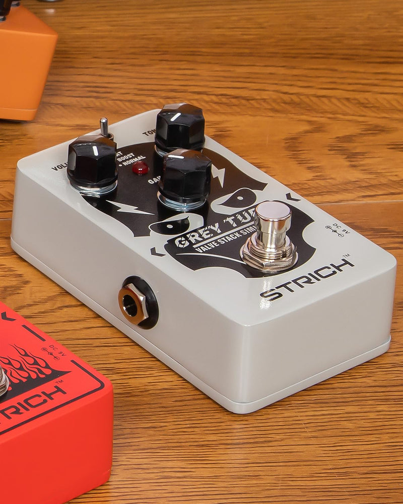 STRICH GREY TUBE Distortion Guitar Pedal, Distortion 3 Modes Fat, Boost, Normal Classic Crunch 80s Metal/Nu Metal, True Bypass for Electric Guitar, White White Distortion
