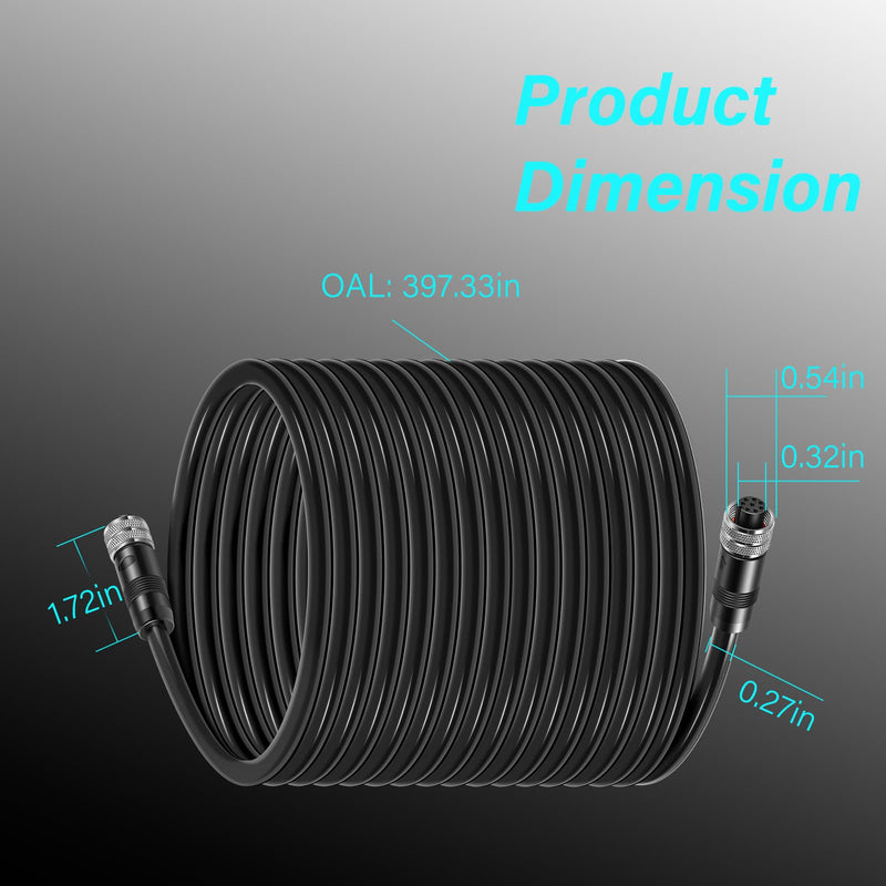 AS EC 30E 720073-4 Ethernet Cable 30 Feet Replace for Humminbird Black Fit for Helix, APEX, SOLIX and Onix Models AS EC 30E
