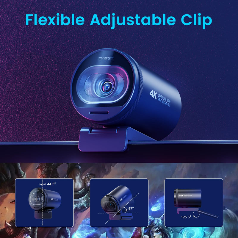 EMEET S600 4K Webcam for Streaming, Sony 1/2.55'' Sensor, PDAF Autofocus | 1080P@60FPS, 2 Noise Reduction Mics, Built-in Privacy Cover, 73° FOV, Streaming Camera for Live Commerce/Gaming/Beauty S600 Sony Sensor PDAF 60FPS