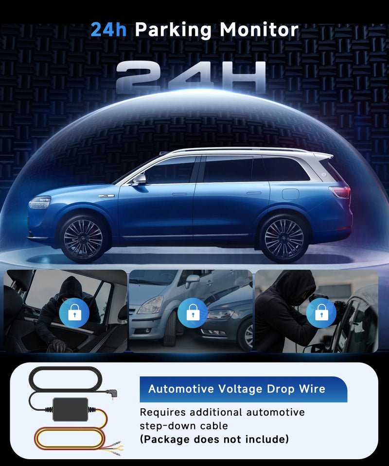 2 Channel 4K Dash Cam Front and Rear, 3.16 Inch Dash Camera Support WiFi GPS Starlight Night Vision Sensitive Motion Detection 24/7 Recording Parking Mode Monitor Reversing Help ADAS BSD LCA