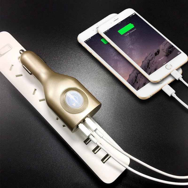 USB Car Charger,NDLBS 2-in-1 Portable Dual USB Car and wall Charger with Foldable Plug Home for iPhone X XR XS MAX 7 8 Plus,iPad Pro Air Mini,Galaxy Note9 S9 S8 Plus,LG Google black gold