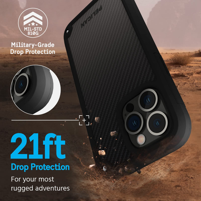 Pelican Shield iPhone 14 Pro Max Case - Rugged MagSafe Phone Case - Black | Magnetic Phone Case w/21ft Military Grade Drop Protection - Phone Cover w/ Belt Clip Holster Kickstand for iPhone 14 Pro Max