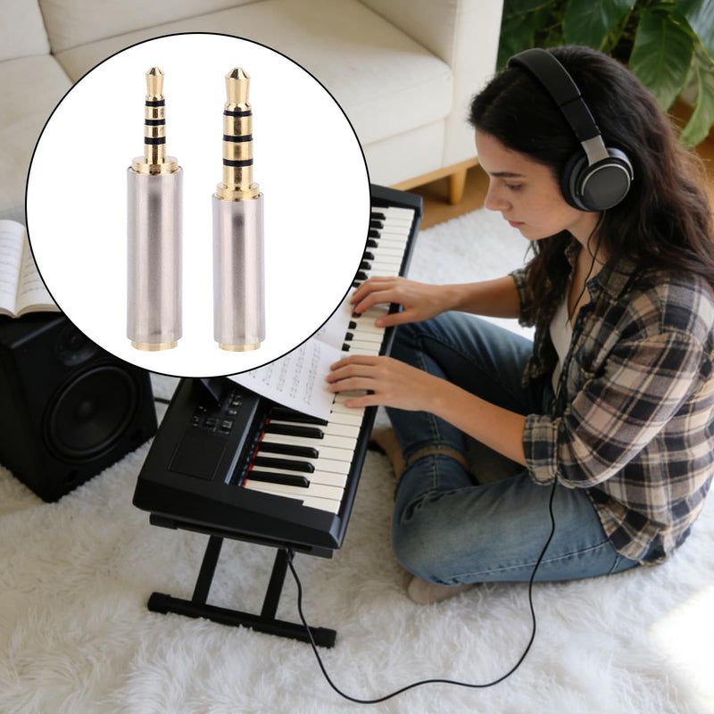 2pcs 2.5mm to 3.5mm & 3.5mm to 2.5mm Stereo/Mono Audio Adapters | Male-to-Female Stereo Audio Converter Jack Adapter for Headphones Smartphones Tablets Mic Television