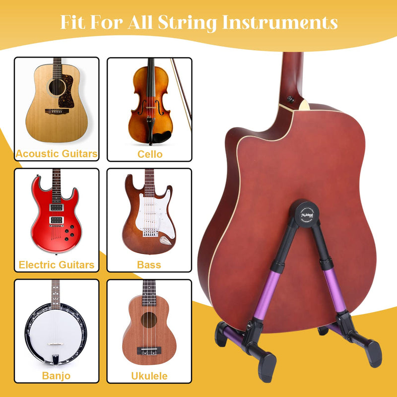 [AUSTRALIA] - Saker Folding Instrument Stand for Guitar- Guitar Stand for Acoustic/Electric/Classical Guitars and Violin, Ukulele, Bass, Portable and Lightweight, Easy to fold,The Ultimate for Concert & Travel Purple 