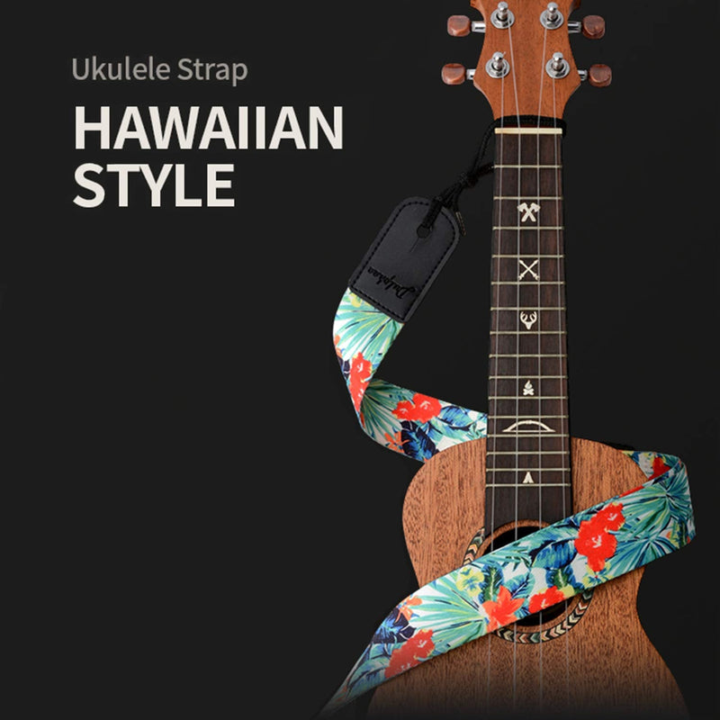 Ukulele Strap Hawaiian Adjustable Uke Shoulder Strap for Soprano Concert Tenor Baritone Ukulele, Mandolin and Banjo Flower