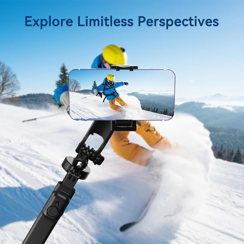 [AUSTRALIA] - Fugetek 48" Compact Selfie Stick & Tripod, Extendable, Wireless Bluetooth Remote, Lightweight Aluminum, Travel Ready, Compatible with iPhone 14 13 12 Pro Xs Max Xr X 8Plus 7 & Android Black 