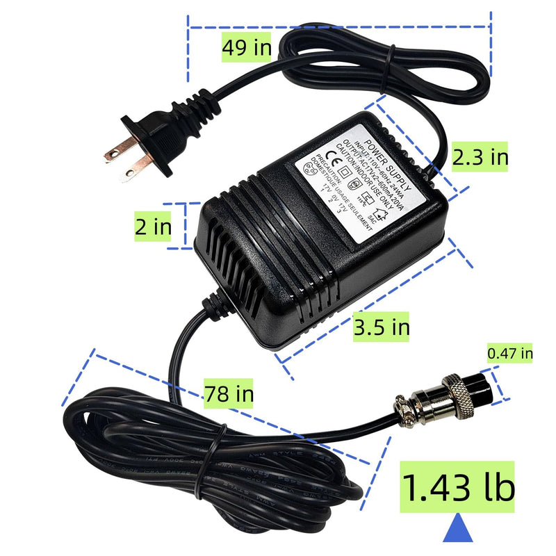 AC 17V 600mA Power Adapter 3-Pin Connector for Stanton M304 Mixer,Alesis Multimix 8 USB,yamaha PA-10,MG10U,Yamaha 8 Channel,Yamaha Mixer,Behringer Mixer