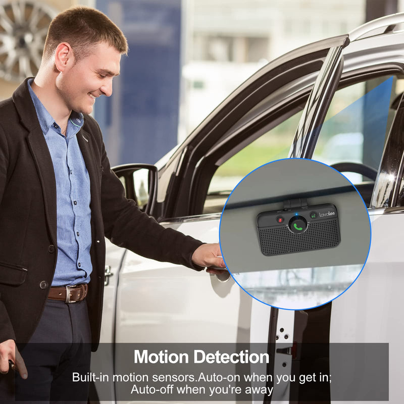 [AUSTRALIA] - Bluetooth 5.3 Car Speaker, Handsfree Cell Phone Automobile Speakerphones, Support Siri Google Voice Assistant/Motion AUTO ON, Bluetooth Visor Speakerphone Wireless Car kit 