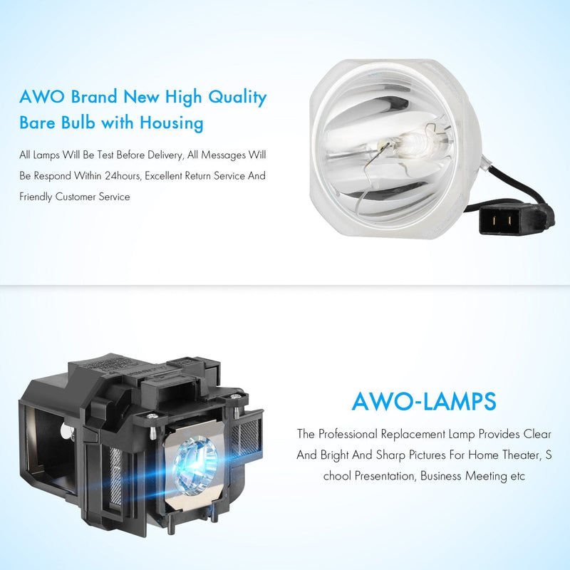 AWO Replacement Lamp Bulb for ELPLP78 / V13H010L78 with Housing for EPSON EB-945/955W/965/S17/S18/SXW03/SXW18/W18/W22/X18/X20/X24/X25