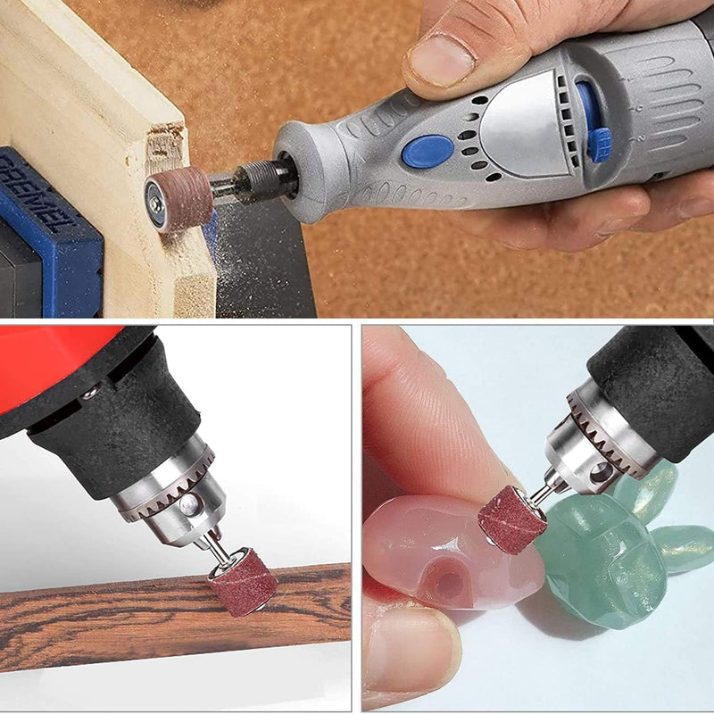 MOLENCO Sanding Sleeves Set, Drum Sander Set with 144 Pieces Sanding Belt Sleeves and 6 Pieces Sanding Rollers for Dremel Rotary Tool - 150 Pieces with Free Box