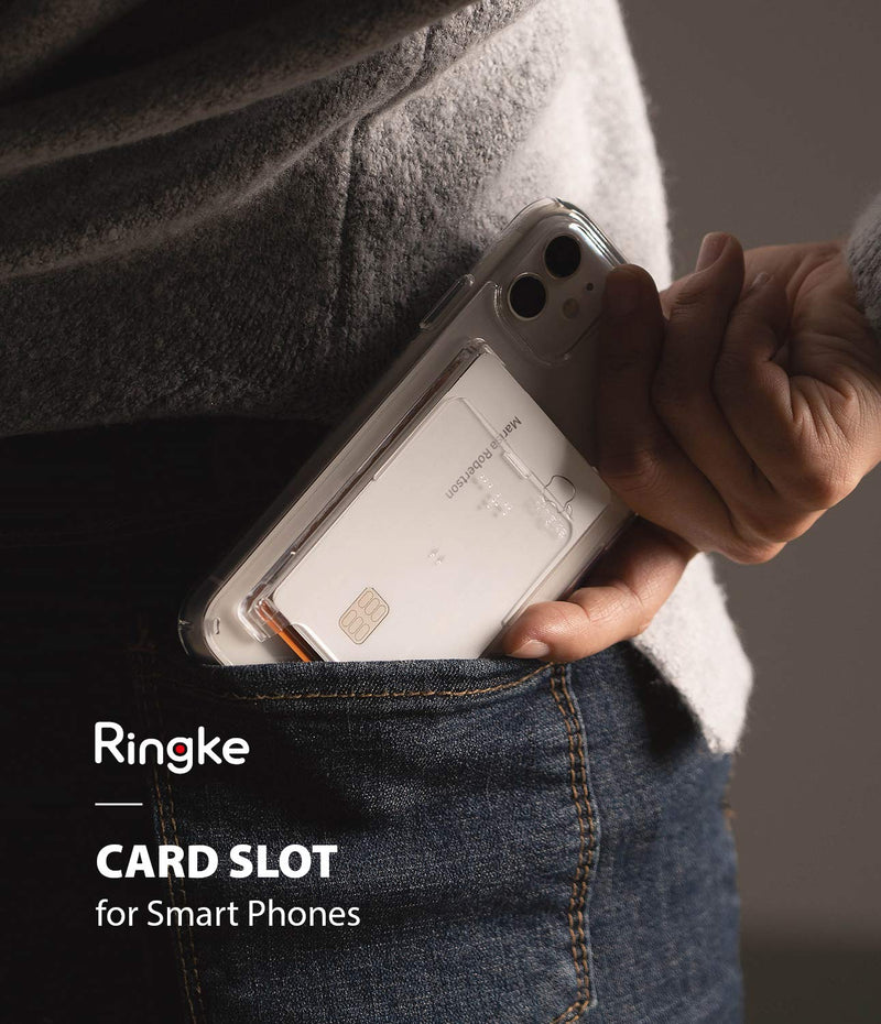Ringke Slot Card Holder (2 Pack) Designed for Smartphones, Adhesive Stick On Wallet Case Minimalist Slim Hard Premium Credit Card Cash Sleeve - Clear Mist Clear Mist (2 Pack)