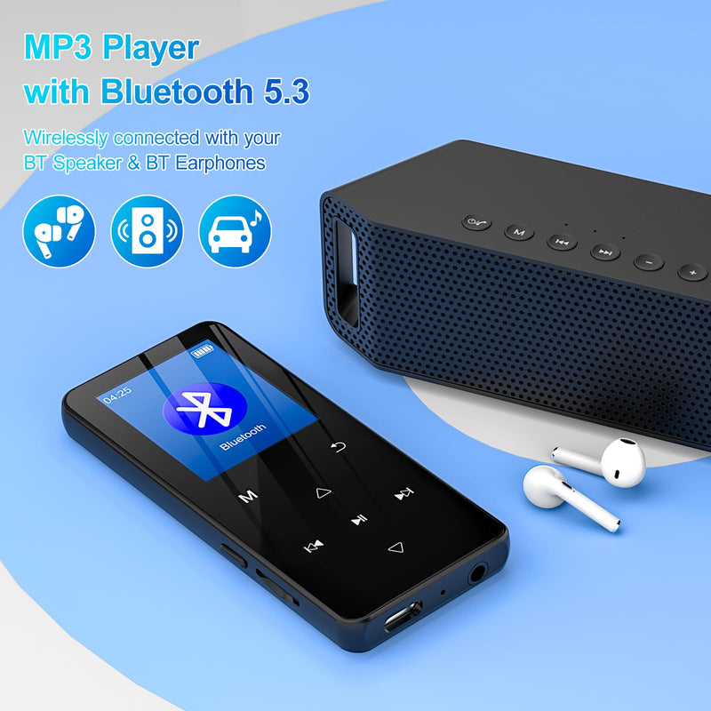MP3 Player with Bluetooth 5.3, 32GB Portable Music Player with Speaker, HiFi Lossless Audio, Expandable to 128GB, Lightweight for Running, Gym, Travel, Kids & Students