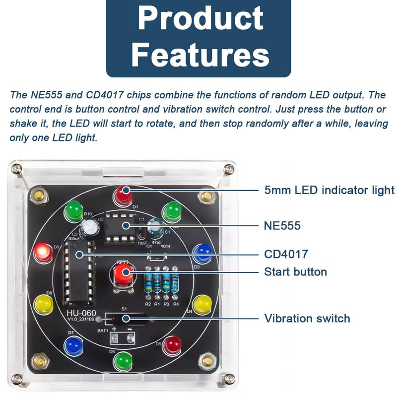 DAOKAI Soldering Practice Kit DIY Electronic Turntable LED Fluorescent Tube Training Board Handmade Electronics Beginners Learning Soldering Fun Kit for Electronics Training 2 Sets Type 3