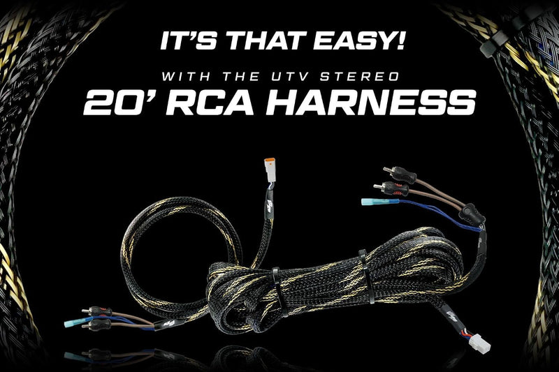 UTV Stereo 20' JL Audio RCA Subwoofer Output Harness for Can-Am Defender | For HD10 & HD11 Audio Roof Systems | Add Aftermarket Sub & Amplifier | Weatherproof | Plug & Play | Powersports Bass Upgrade