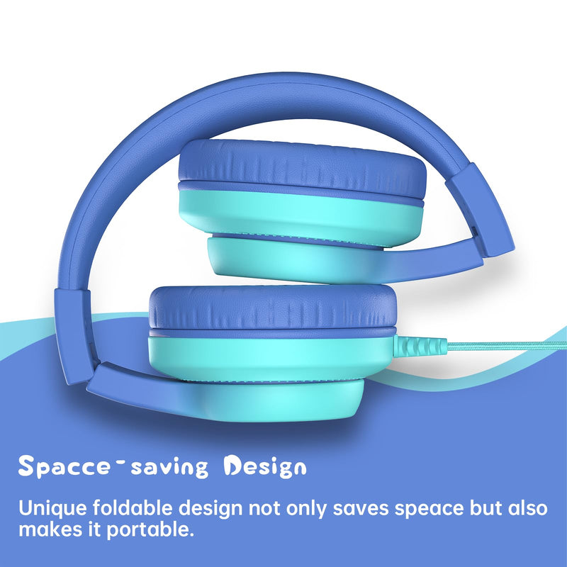 Candy Bila Wired Kids Headphones for School, Over-Ear for Boys Girls | Volume Limiter 85/94dB, HD Stereo Sound, Microphone and Wired Control, Foldable Design Gradient Blue, Gradient Purple