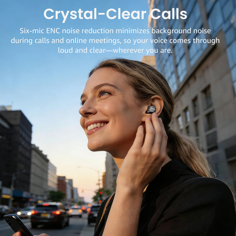 [AUSTRALIA] - TOZO NC9 Hybrid Active Noise Cancelling Wireless Earbuds, 6 Mics ENC Clear Call, IPX8 Waterproof, in Ear Bluetooth 5.3 Headphones Stereo Bass Ear Buds 60H Playtime with LED Display 32 EQs via APP Dark Black Small 