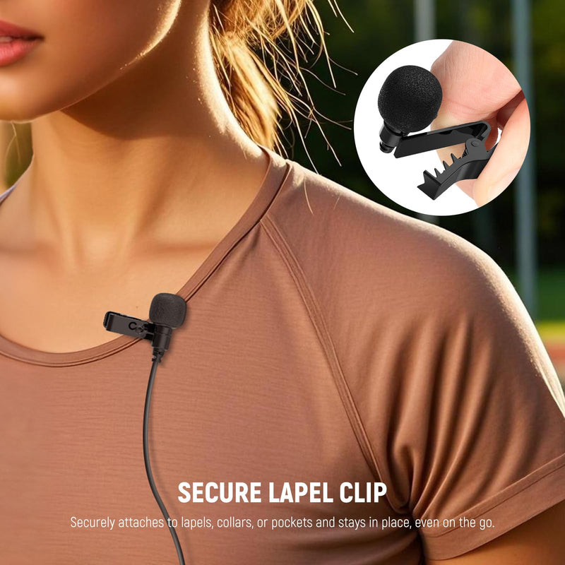 [AUSTRALIA] - NEEWER Mini Lavalier Microphone (2 Pack), 6.6ft/2m Clip On Wired Condenser Lapel Mic with 3.5mm TRS Plug, Compatible with DJI Mic 2, Rode Wireless Go II, NEEWER CM28 CM31 Camera, LM5 