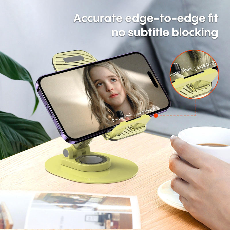 Foldable Desktop Phone Holder, Phone Holder on Desk Compatible with iPhone15, 14, 13 Pro Max Mini, Suitable for 3.5-12.9 inch Phones and Tablet Computer. (Yellow) Yellow