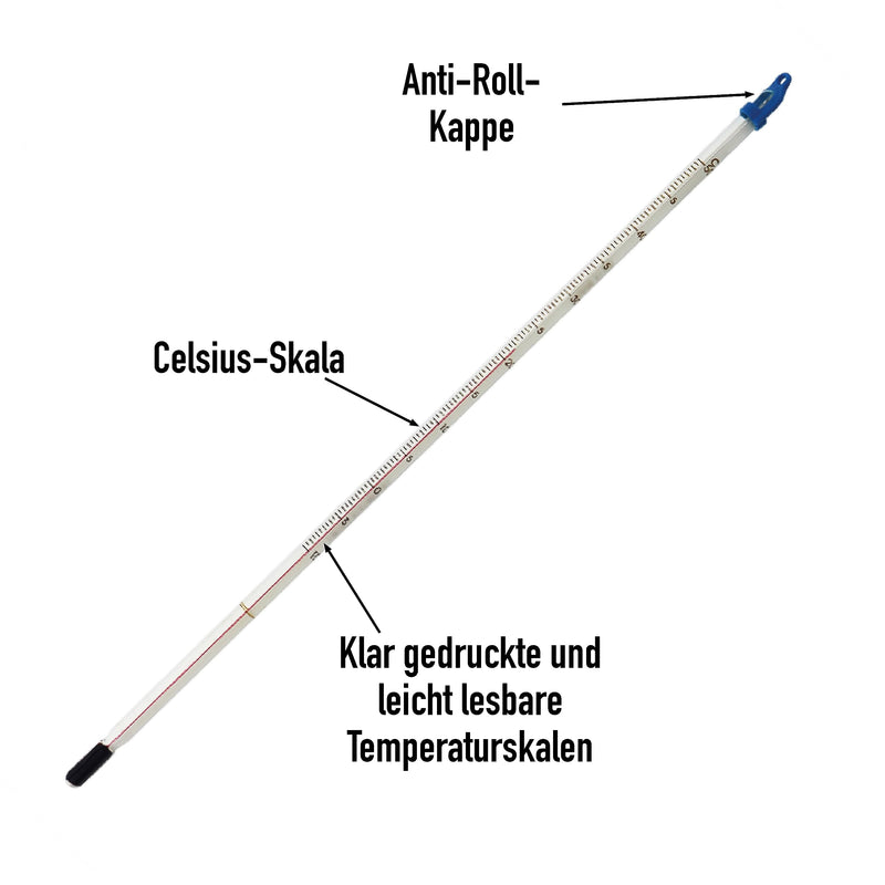 [AUSTRALIA] - Glass Thermometer -10 to +50°C 300mm - For measuring water liquid for homemade wine and beer or laboratory and scientific use. Made in the UK 