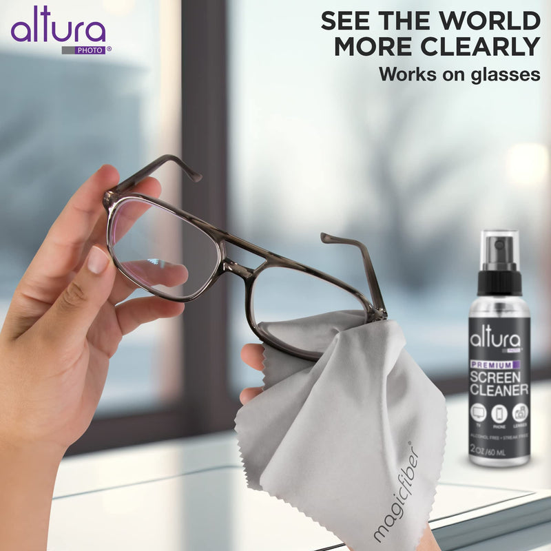 Altura Photo Screen Cleaner Spray Kit - TV, Laptop & Computer Screen Cleaner - Great for Smart TVs, Monitors, & Cars - Electronic & iPhone Cleaner - Eyeglass & Glasses Cleaner 2oz